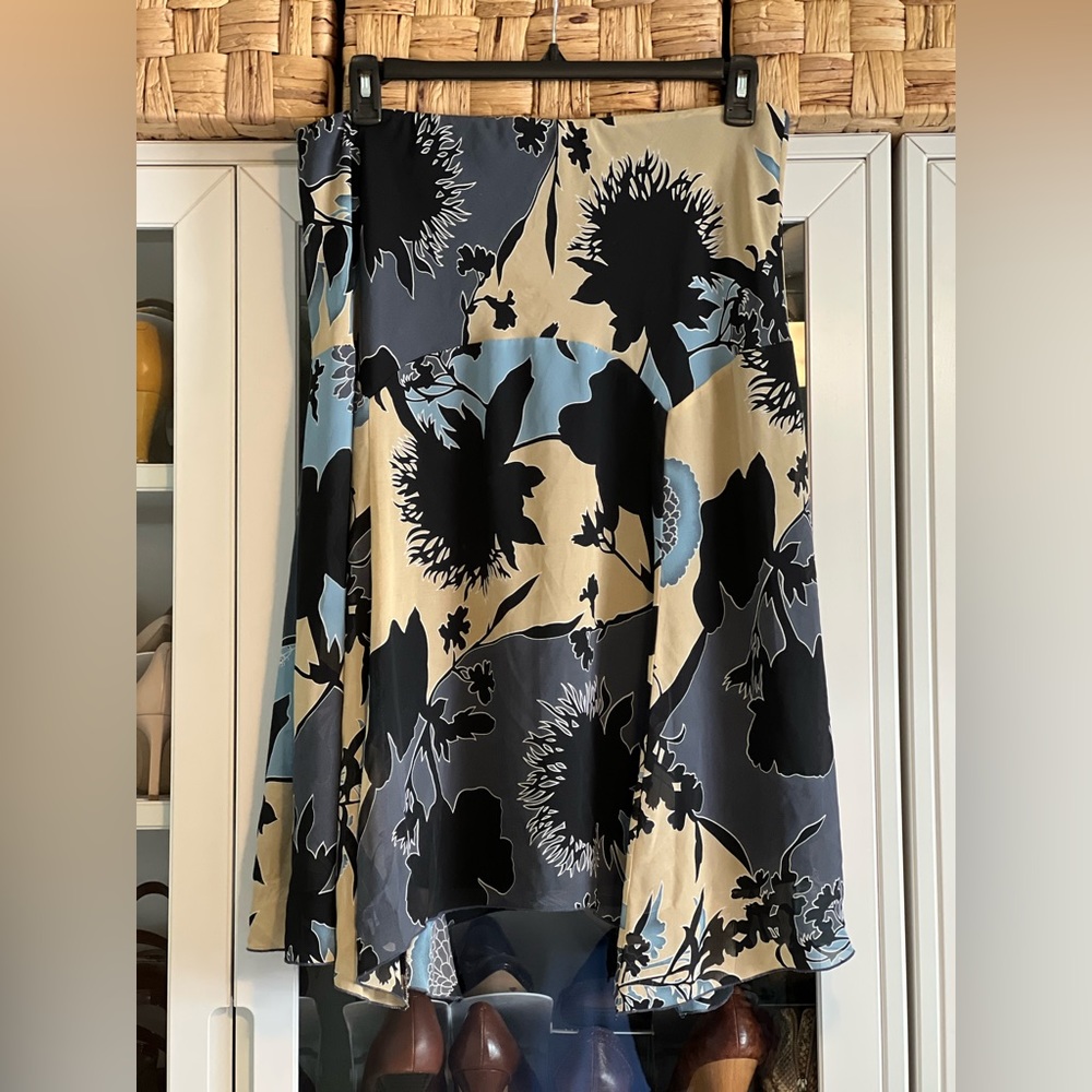 Navy & Tan Floral Skirt
